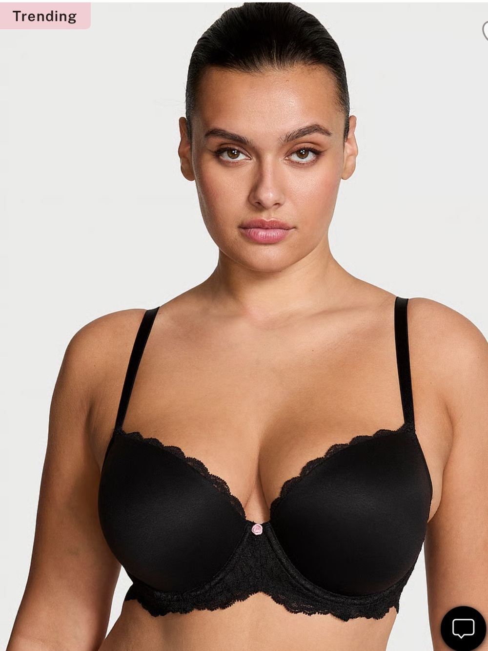 Victoria Secret Dream Angels Demi Bra, Black with Lace, Size 38DD, Underwire.